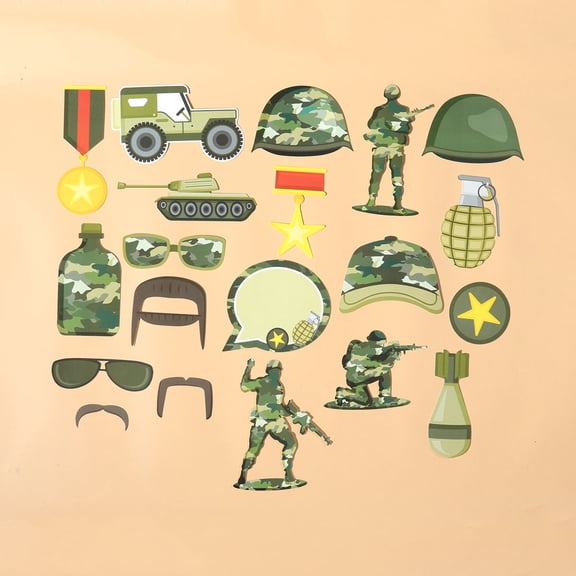 FOMIYES 20Pcs Simple Assembly Paper Props Kit for Outdoor Party Decor with Military Theme
