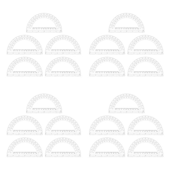 FOMIYES 20Pcs Transparent Semicircle Protractor Plastic Angle Ruler for Classroom and Professional Use