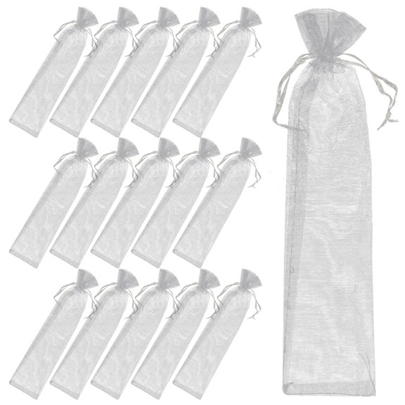 FOMIYES 20Pcs Lightweight Plated Silver Organza Pouches with Drawstring for Candy and Jewelry