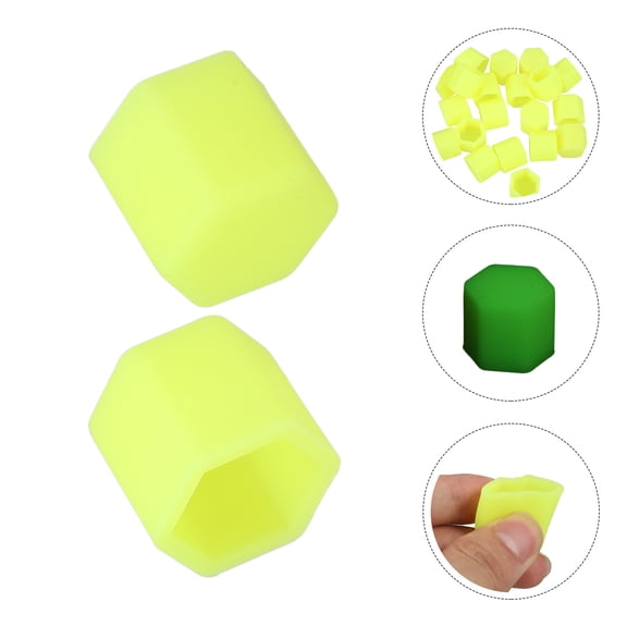 FOMIYES 20-Pack Yellow Glow Wheel Lug Nut Covers, Soft Silicone Tire Valve Caps for Car and Style
