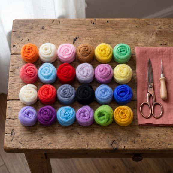 FOMIYES 24Pcs Core Wool for Needle Felting Assorted Color Needle Felting Wool Craft Supplies