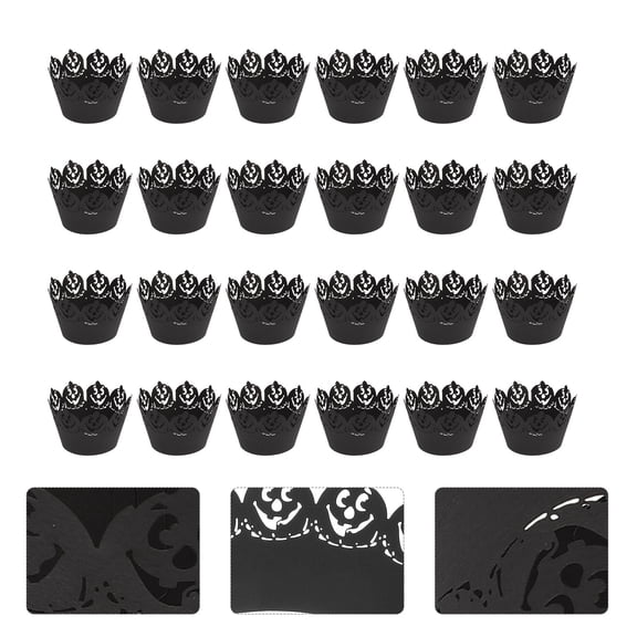 FOMIYES Black Pumpkin Disposable Cupcake Wrappers, Cake Decor Baking Cups for Home Parties and Dessert Tables Supplies