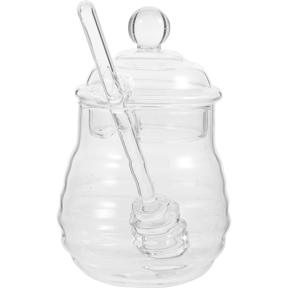 FOMIYES 250ml Glass Honey Pot with Lid, Clear Transparent Honeycomb Jar for Condiments, Kitchen Storage Container
