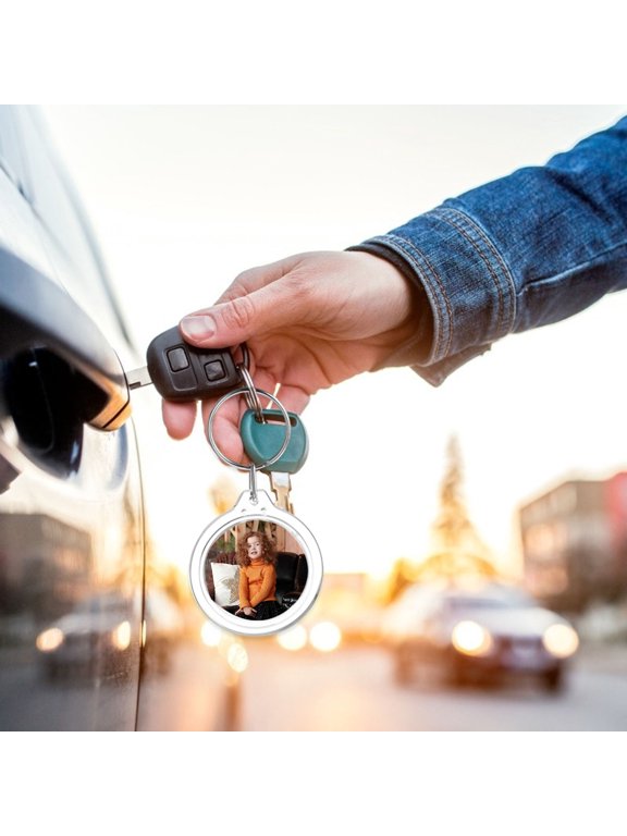 Transparent Photo Key , Plastic and Iron Picture Keychain Holder, Elegant Decorative key for Bags, Keys,