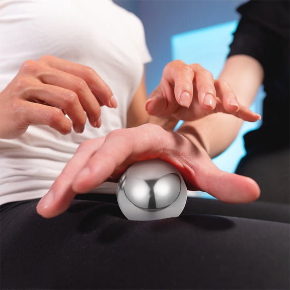FOMIYES 2Pairs Compact Plated Silver Stainless Steel Baoding Balls Hand Exercise Massage Balls for on The Go Use
