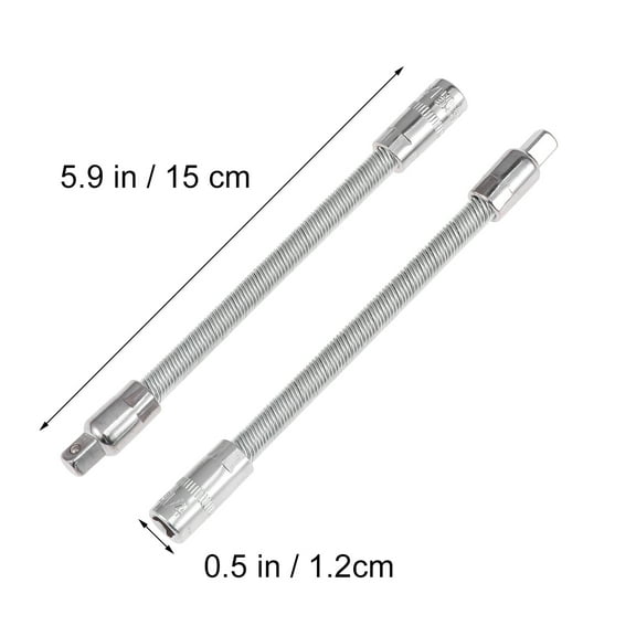 FOMIYES 2Pcs 1 4 Inch Extension Bar Flexible Plated Silver Steel Socket Wrench Accessory Set