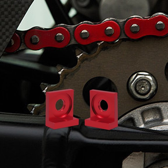 FOMIYES 2Pcs Adjustable Red Motorcycle Chain Tightener with 12Mm Inner Hole Compatibility