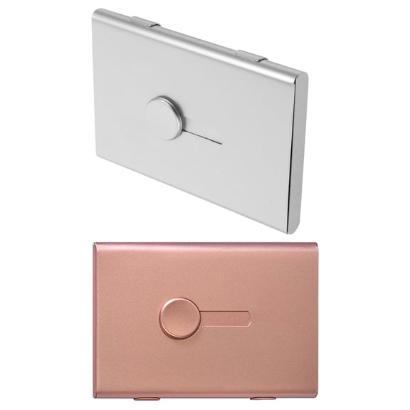 FOMIYES 2Pcs Aluminum Alloy Business Card Holder Portable Slide Out Card Case for Office Storage