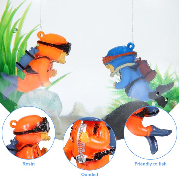 FOMIYES 2Pcs Assorted Color Resin Floating Diver Decorations for Fish Tank and Aquarium