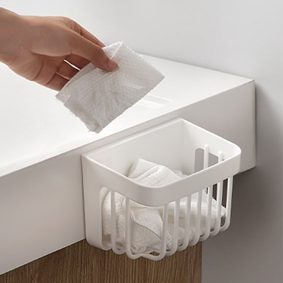 FOMIYES 2Pcs Wall Mounted Drain Basket Storage Rack White Bathroom Organizer No Damage Easy Use