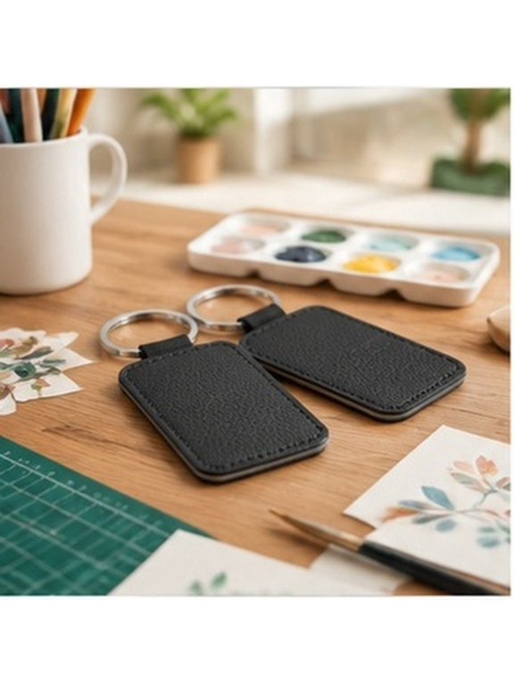 2-Piece Black PU Sublimation Keychain Blanks, Heat Transfer Custom Key for and Craft Projects