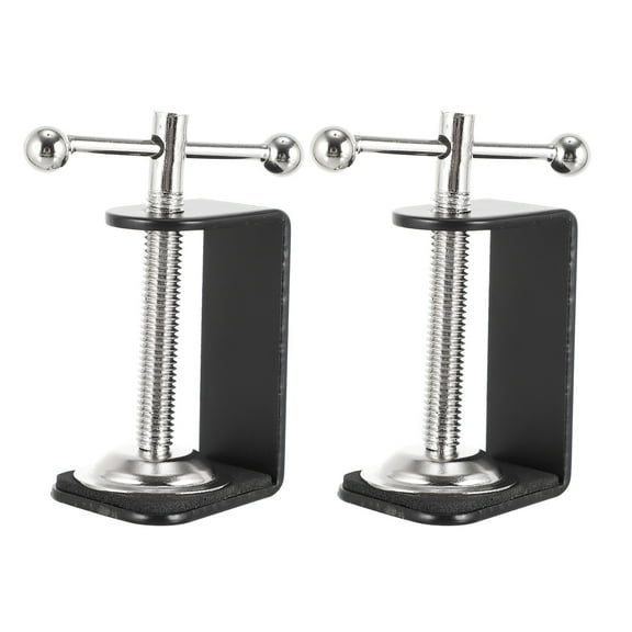 FOMIYES 2-Pack Black Metal Desk Cantilever Clamps with Silicone Padding, Secure Table Mounting Accessories