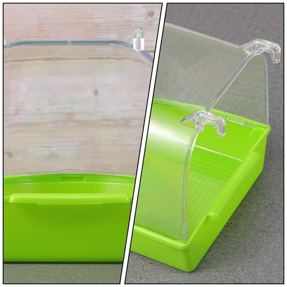 FOMIYES 2Pcs Blue Pet Bird Shower Tub Curved Hanging Bath Basin for Feather Dust Removal