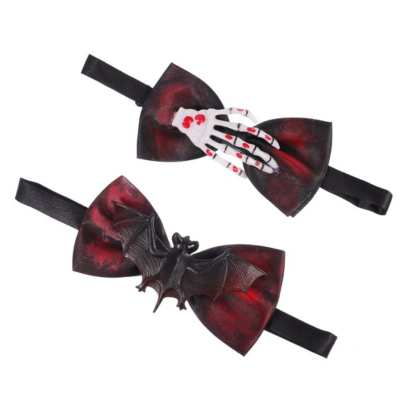 FOMIYES 2Pcs Bowtie Pattern Bowtie Adjustable Neck Size Cosplay Style Red