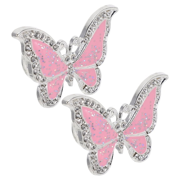 FOMIYES Durable Pink Butterfly Drawer Knobs Zinc Alloy Rhinestone Furniture Pulls