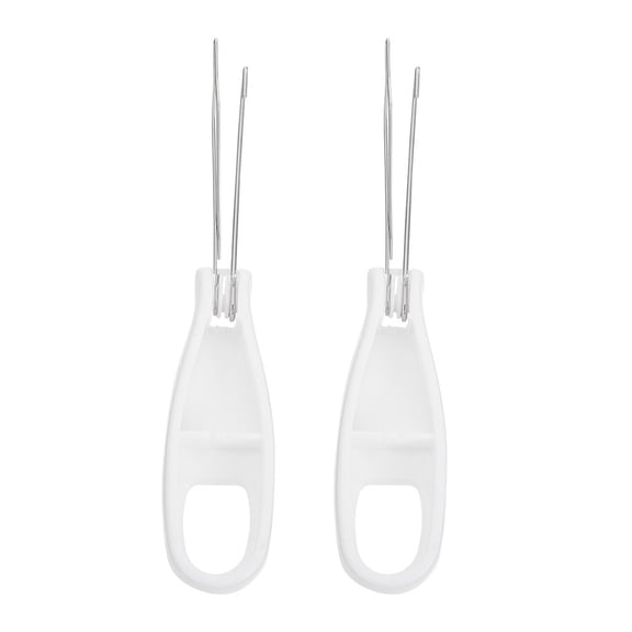 FOMIYES Convenient Coat Button Hook, White, Acrylic and Steel, for Easy Buttoning, 2Pcs