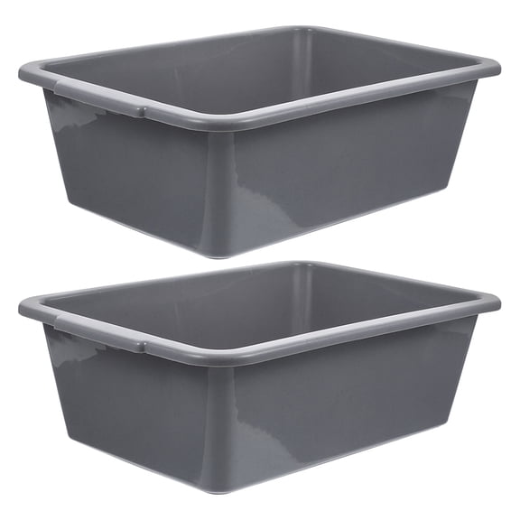 FOMIYES 2Pcs Commercial Bus Tubs Grey Plastic Rectangular Utility Totes for Organizing and Dish Washing