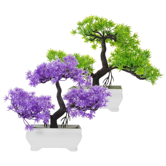 FOMIYES 2Pcs Compact Resin Pine Bonsai Tree Fake Plant for Bedroom and Coffee Shop Decor