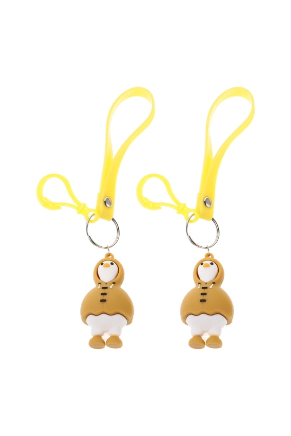2-Pack Yellow Keychains with Raincoat Animal Pendant for Bag Charm and Decorative Accessories