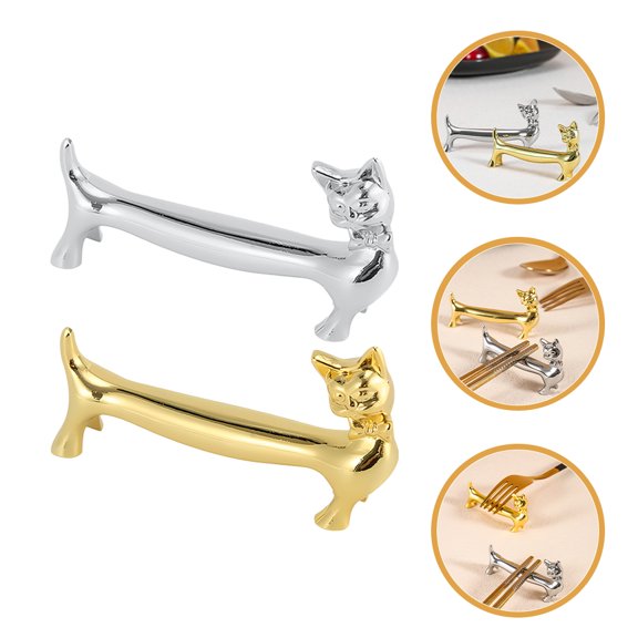 FOMIYES 2Pcs Decorative Chopstick Racks Zinc Alloy Cat Kitchen Utensils for Dining Table Accessory Daily Use