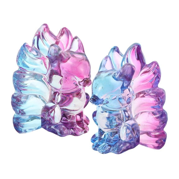 FOMIYES 2Pcs Decorative Glass Fox Figurine with Nine Crystal Tails for Elegant Home Decoration