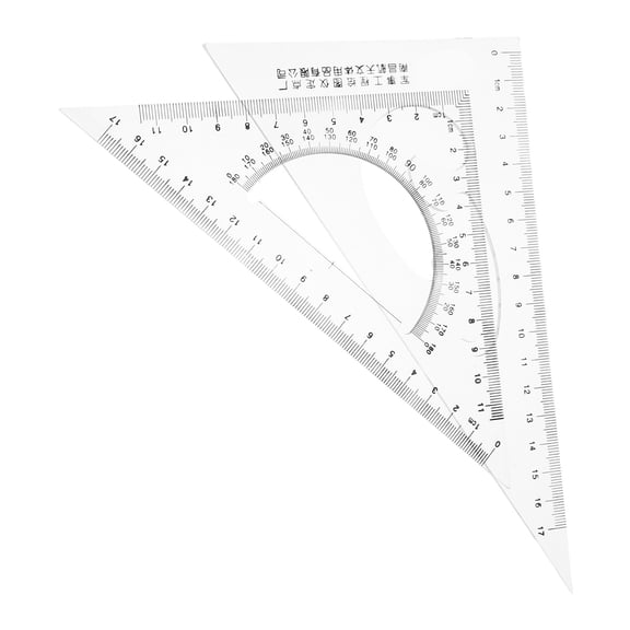 FOMIYES 2Pcs Transparent Plastic Triangle Rulers with Protractor for Geometry