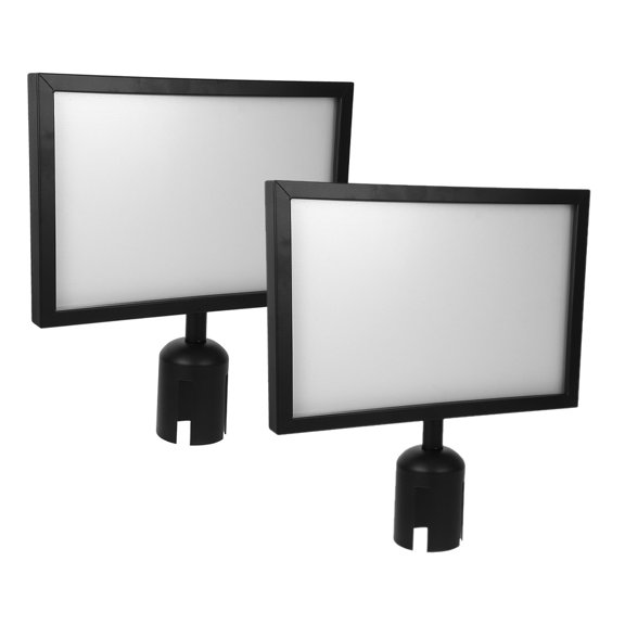 FOMIYES 2Pcs Elegant Black Stanchion Post Top Sign Frame for Queue Barrier and Advertising