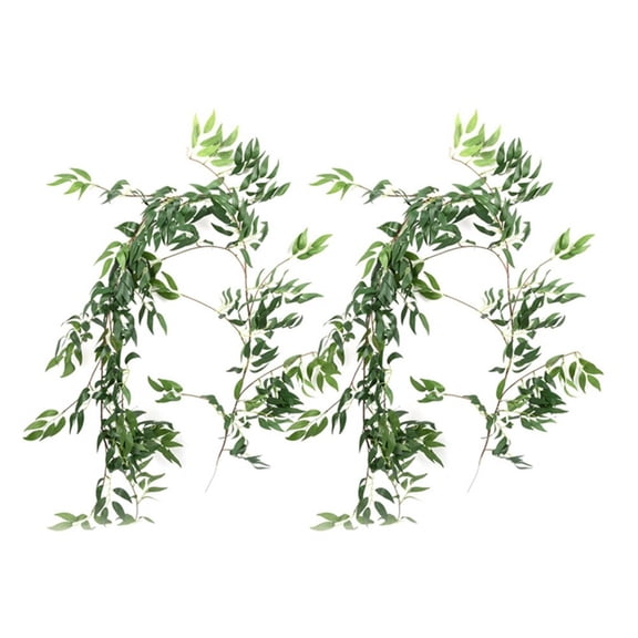 FOMIYES 2-Pack Artificial Willow Leaf Vines Green Faux Plant Garland for Home and Party Decoration