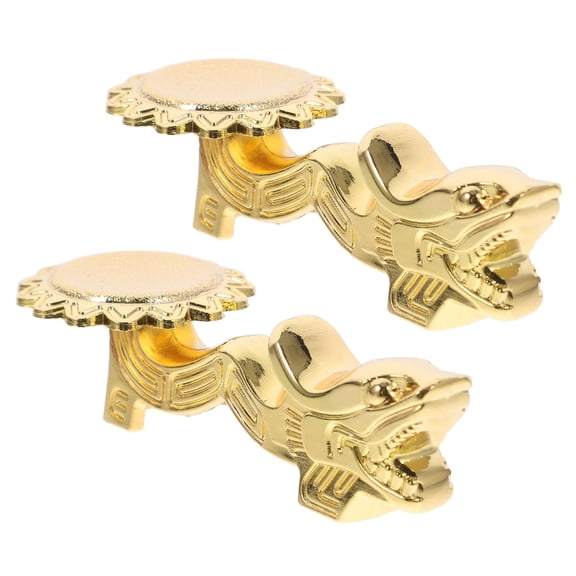 FOMIYES 2Pcs Golden Chopstick Stand Alloy Dragon Head Shape for Kitchen Utensil Organization