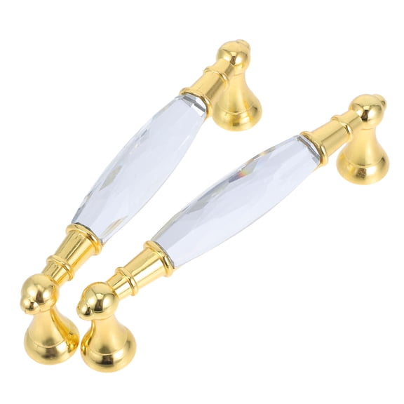 FOMIYES Modern Golden Crystal Dresser Knobs Cabinet Pulls 2 Pieces