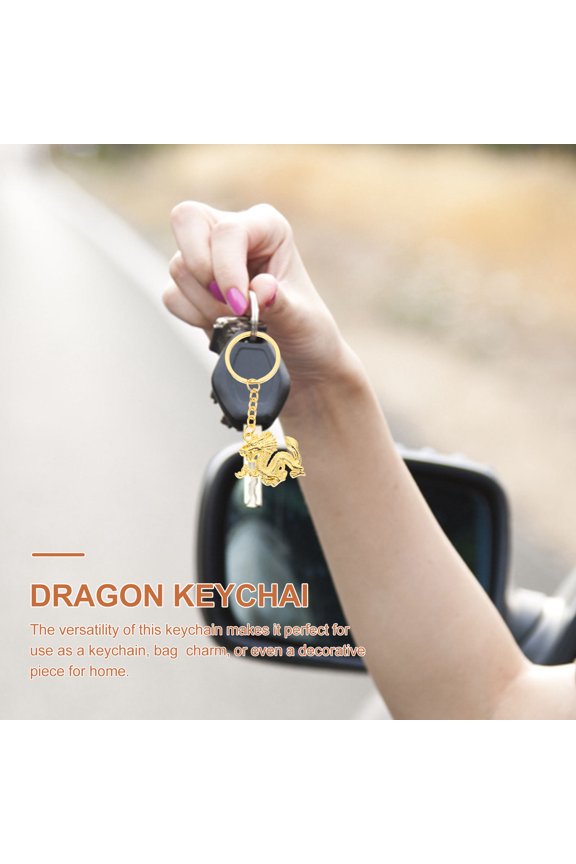 2Pcs Golden Dragon Key Pendant Key Rings with Detailed Design Alloy Material for Bag Or Keys