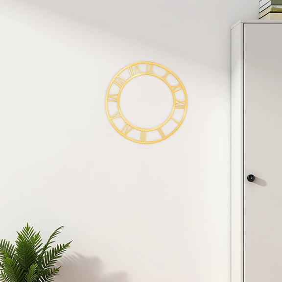 FOMIYES 2Pcs Roman Numerals Decal Golden Acrylic Round Mirror Decorative Use for Frequent Decorators