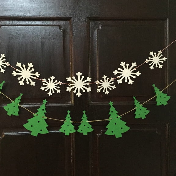 FOMIYES 2Pcs Green Snowflake Shape Felt Garland Hanging Ornament Christmas Party Decoration