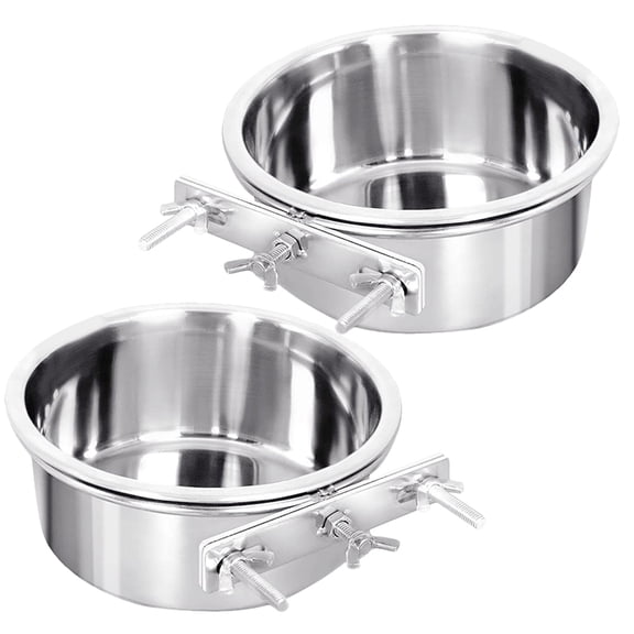 FOMIYES 2Pcs Hanging Puppy Bowl Stainless Steel Pet Supply with Anti Overturn Feature Plated Silver
