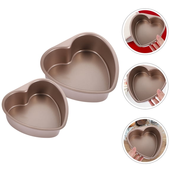 FOMIYES Smooth Surface Heart Shaped Cake Tin Non-Stick for Baking 2Pcs