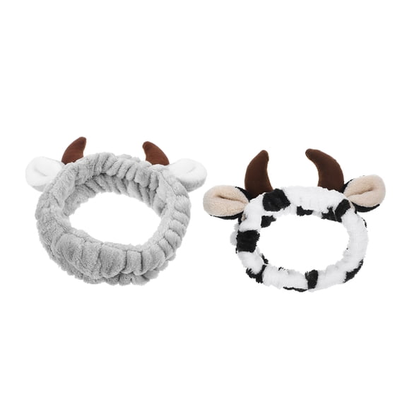 FOMIYES 2-Pack Elk Headbands with Horns Design, Water Cow Material for Makeup, Skincare, and Beauty Application