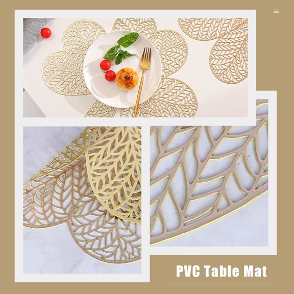 FOMIYES 2-Pack Insulated PVC Table Mats with Stylish Hollow Design, Decorative Dining Table Placemats for Home and Kitchen