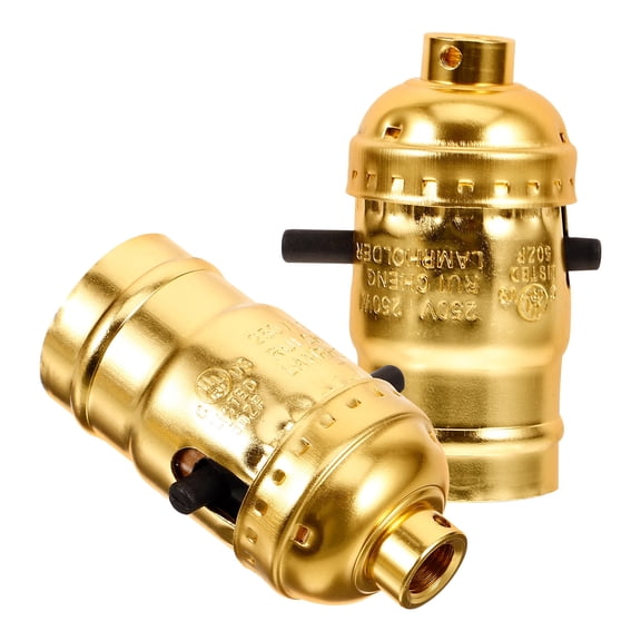 FOMIYES 2Pcs Lamp Socket Replacement Aluminum Golden E26 Standard Interface Lamp Accessories