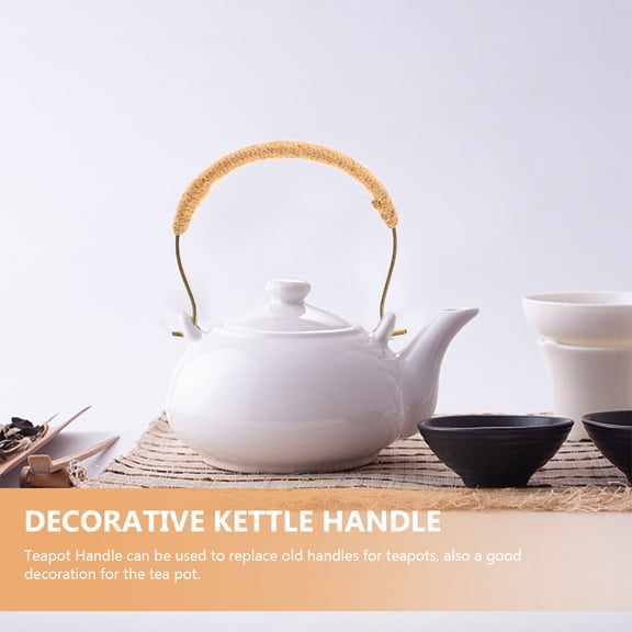 FOMIYES 2Pcs Light Brown Metal Teapot Handles Replacement Accessory for Prolonging Kettle Service Life