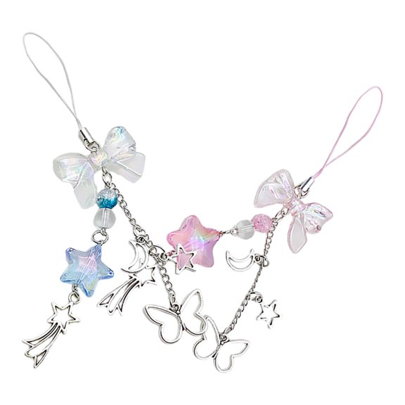 FOMIYES Phone Charm Lanyard Cute Star Moon Design Durable Faderesistant 2Pcs