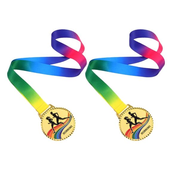 FOMIYES 2Pcs Lightweight Golden Running Award Medals for Outdoor Athletic Events