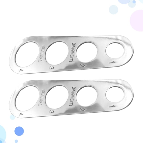 FOMIYES 2Pcs Plated Silver Stainless Steel Noodle Measuring Tool with Four Portion Holes for Spaghetti