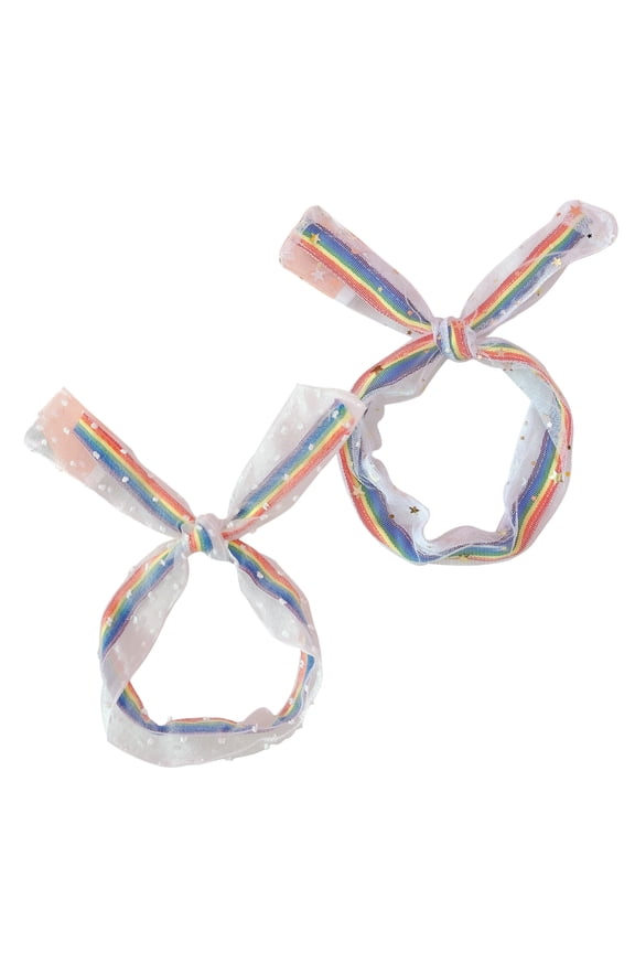 2Pcs Mesh Lace Hairband with Polka Dots Star Stripes for Decorative Multi Color Hair Accessory