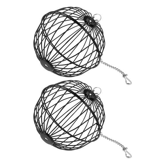 FOMIYES 2Pcs Metal Rabbit Hay Ball Cage with Hanging Chain for Efficient Nesting Support
