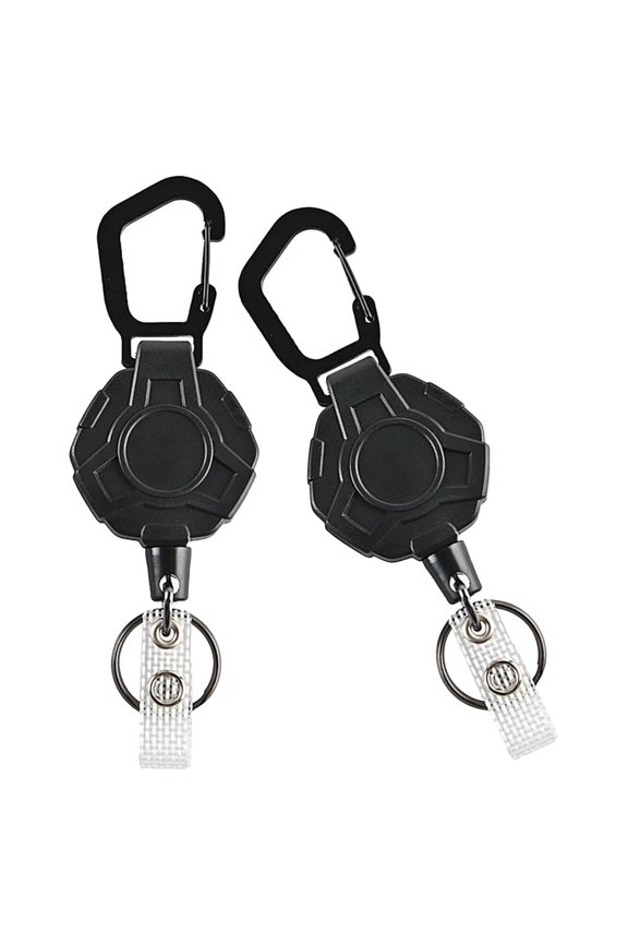 2-Pack Retractable Keychain with Clip, Multifunctional Black Key Holder for Hanging and Secure Key Storage