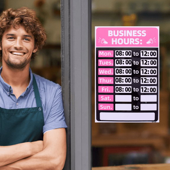 FOMIYES 2Pcs Oil Proof Bar Sign Pink PVC Business Hours Sign For Store