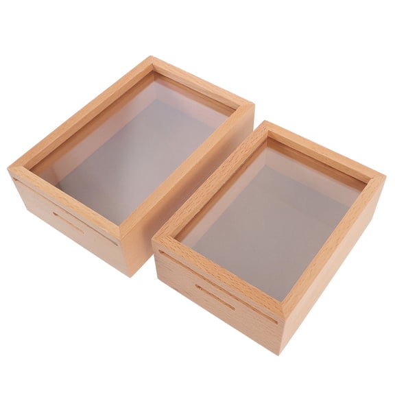 FOMIYES 2Pcs Wooden Money Box with Photo Frame and Clear Viewing Window