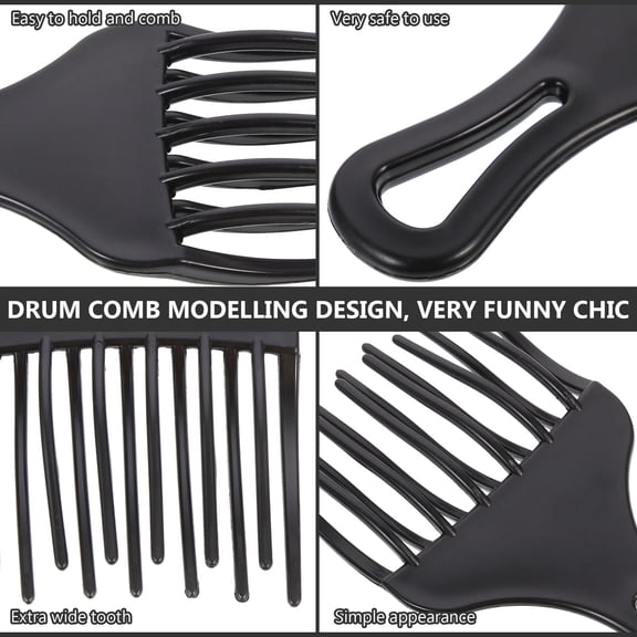 FOMIYES Black Plastic Hair Pick Comb Teeth 2 Pieces Large and Small