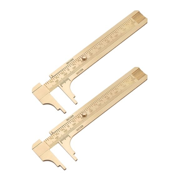 FOMIYES 2Pcs Portable Brass Pocket Caliper for Engineering and Jewelry Crafting Projects
