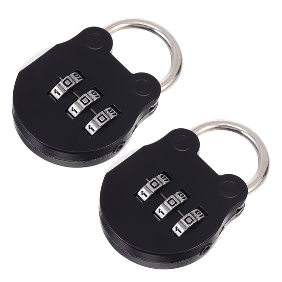 FOMIYES 2Pcs Portable Door Lock for Travel Combination Padlock Black Compact Lock for Locker Gym and Fence Gate